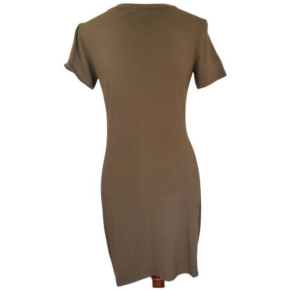 THEORY Rubric Army Green Knot Front Tee Dress Small Cotton Modal S - Picture 5 of 10